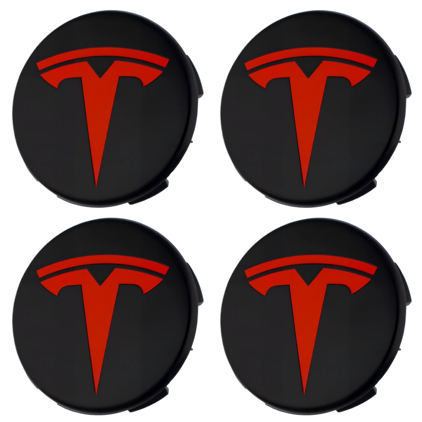 Tesla Hub Caps | Black Red