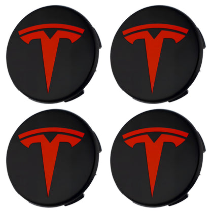 Tesla Hub Caps | Black Red