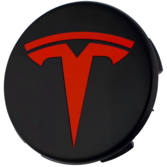 Tesla Hub Caps | Black Red